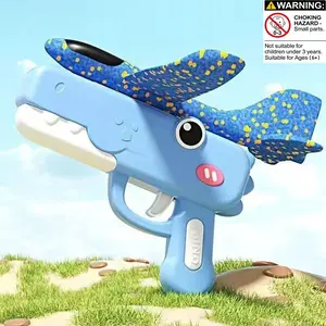 New Plastic Toy Gun Handheld Foam Bullet Plane Hand Throw Glider Boy Girl Outdoor Sports Flying Toy, Unisex Design, No Battery Needed