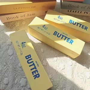 Realistic Salted Butter Squishy Stress Relief Toy Slow Rising Butter Block Fidget Toy Food Shaped Butter Squishy for Anxiety Relief