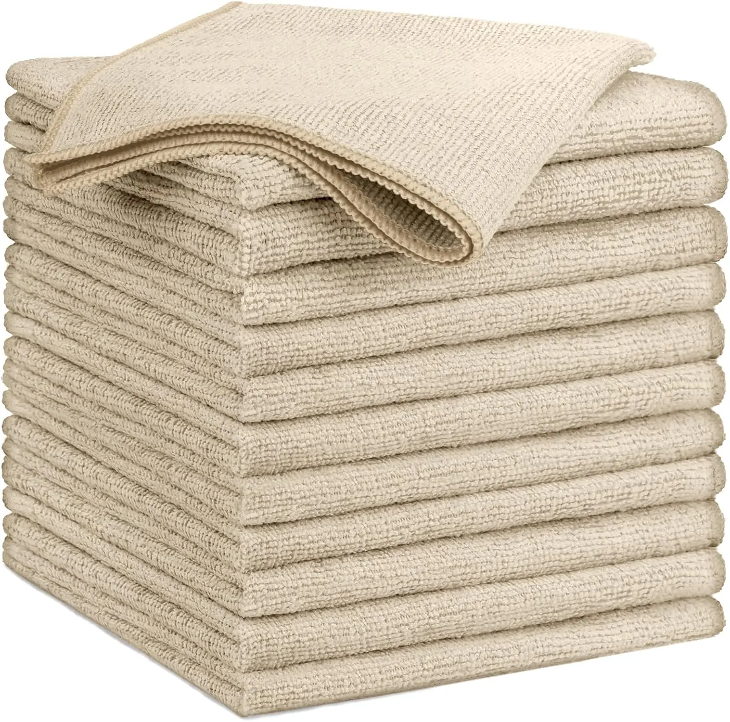 Brown Microfiber Cleaning Cloth,12PK Reusable Cleaning Rags, Highly Absorbent Shop Rags Bulk, All-Purpose Car Cleaning Towels for TV Screen, Kitchen, Bathroom, Restaurant Garage, 14"X12"