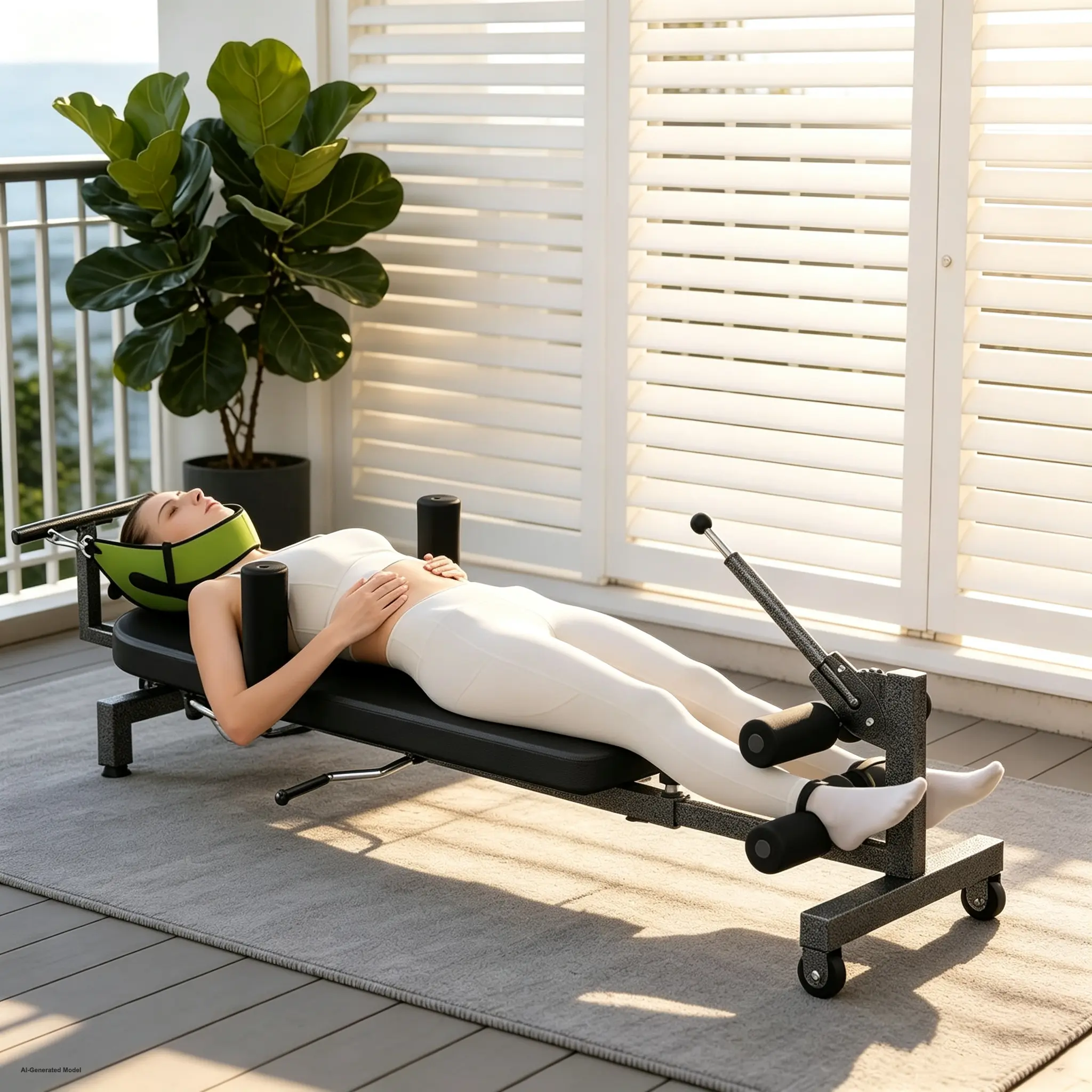 Fitness Full Body Lumbar Traction Table, Back Stretch Bed Stretching Machine