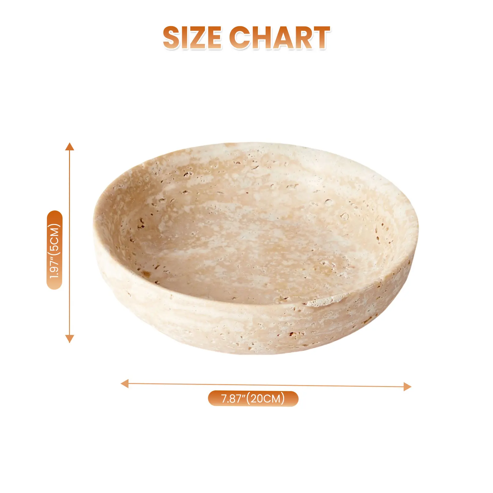 Garvee Travertine Decorative Bowls for Home Decor, Natural Stone Centerpiece Fruit & Key Bowl, Modern Organic Catch-All for Kitchen Counter, Entryway & Coffee Table