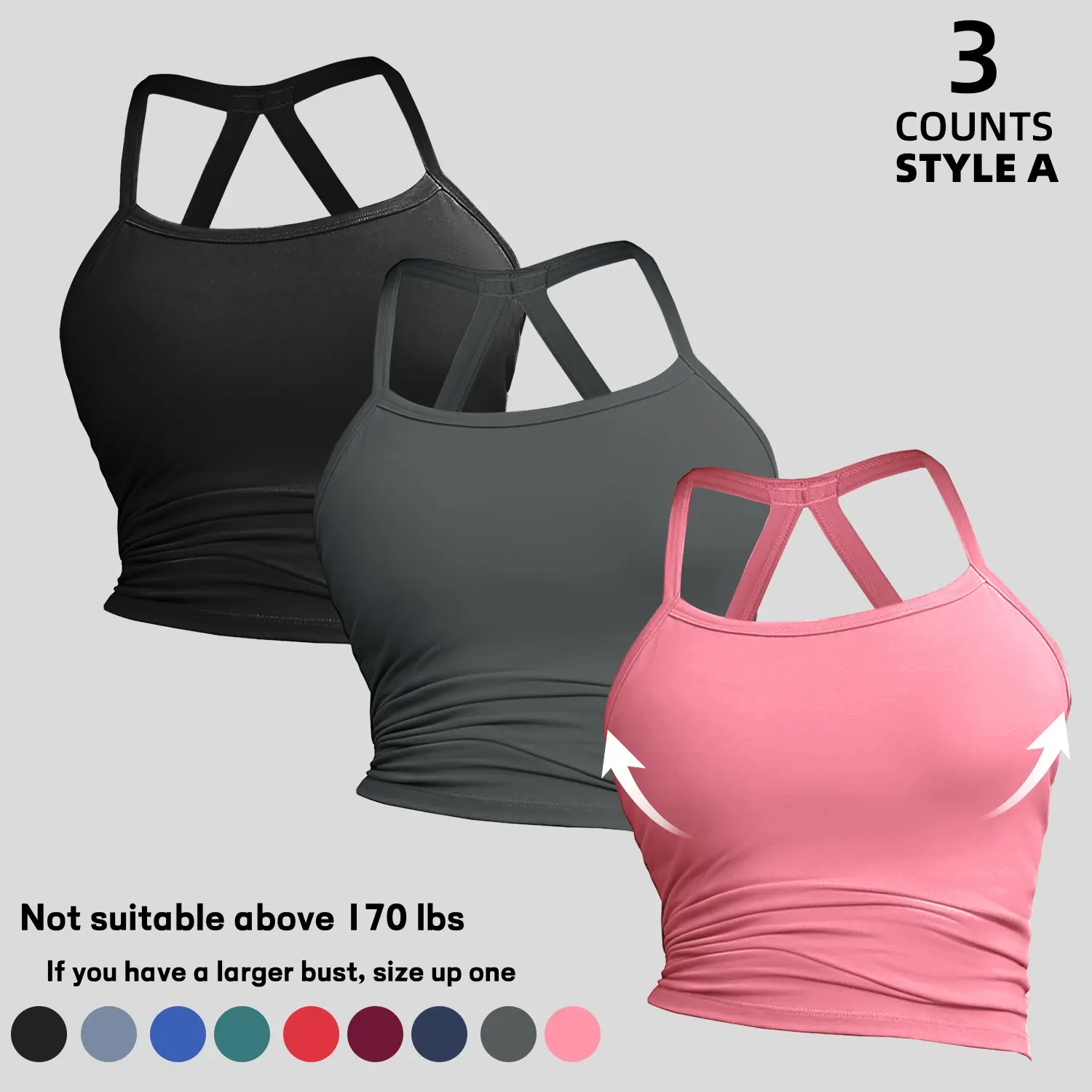 3-pack women’s sports tank tops with medium support, y-back design, breathable soft fabric, tight yoga tank tops suitable for everyday running and casual stylish outfits