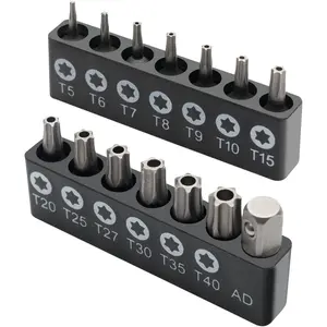 14-Piece Tamper Proof Tamper Resistant Star Bit Set, CRV Steel (Chrome Vanadium), Impact Grade Security Torx Bits (T5-T40), 1/4-inch Hex Shank