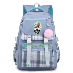 Rick & Morty Men and Women Backpack Lightweight and Versatile Daypack with Adjustable Shoulder Straps Gift for Family and Friends Style-2-Blue