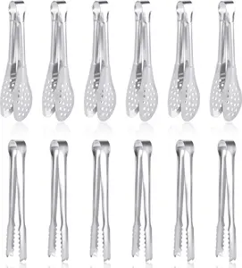 Pack of 12 Premium Small Serving Tongs, Mini Stainless Steel Appetizer Tongs Serving for Tea Party, Candy Bar, Breakfast, Home Party, Wedding or Daily Use
