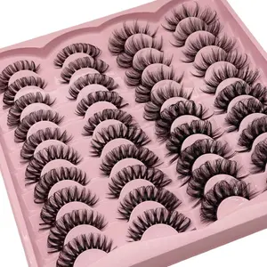 4 Styles Fluffy False Eyelashes, 20 Pairs Black Thickened Natural Curl Eyelashes for Lashes Extensions, Volumized False Eyelashes for Women and Girls Eye Makeup Enhancement, Eyelash Extensions Set