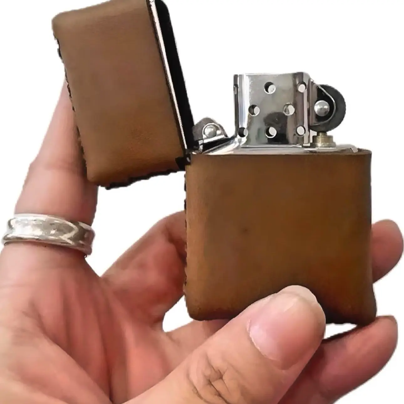 Leather Lighter Case Compatible Zippo Lighter - Lighter Cover and Pouch for Zippo Lighters Top Grain Leather Pouch in Brown