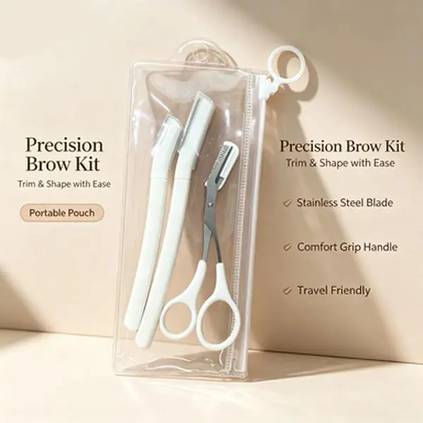 Eyebrow Trimmer Kit with Eyebrow Scissors,Professional Eyebrow Grooming Set for Men & Women,Transparent