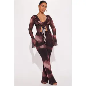 Lenny Ruffle Pant Set - Brown