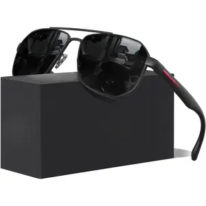 *SGD1 Aviator Sunglasses for Men Square Polarized Polygon Lens - UV 400 Protection with Accessories 61MM Driving Outdoor