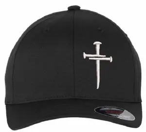 Christian Fitted Hats for Men Women Jesus Christian Cross Cross Flex Fit Hat in Black Dark Navy Dark Gray Sizes S M L XL 2X Machine Washable