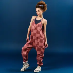 Women's Tank Romper - Pink Check