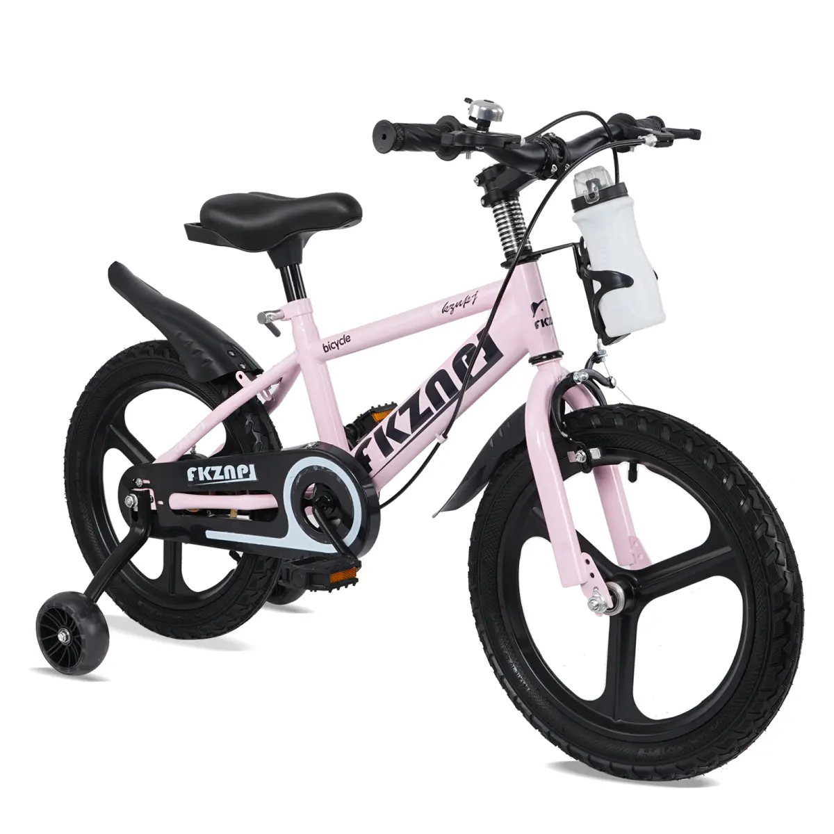 FKZNPJ Kids Bike 16 Inch – High Carbon Steel Frame, Magnesium Alloy Wheels, Training Wheels with Night Glow, Adjustable Seat, Water Bottle – Girls & Boys Bicycle Ages 3-9, Toddler Bike