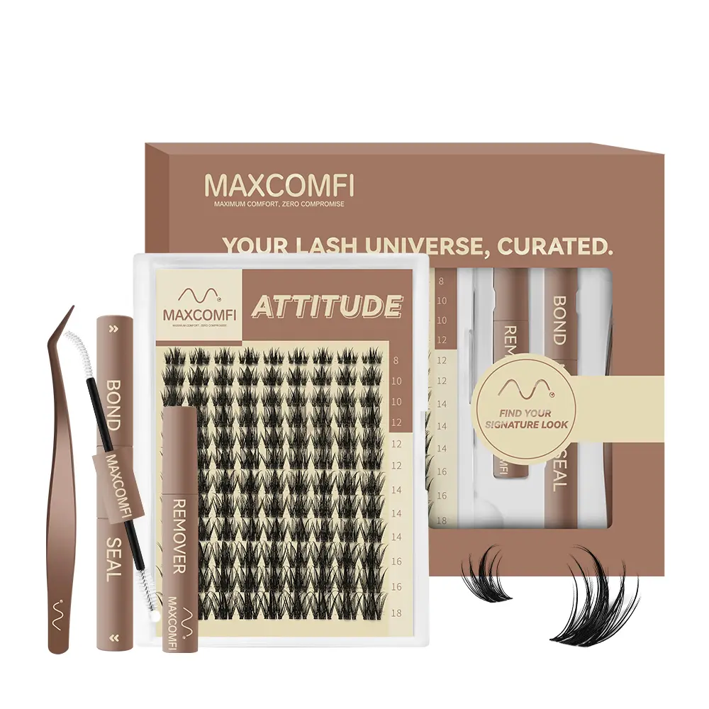 MaxComfi Cluster Lashes, Fluffy Volume Individual Eyelashes with Spikes, Perfect Density for DIY At-Home Lash Extensions, Fluffy Lash Clusters