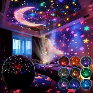 USB Dual-Use Starry Moon Projection Atmosphere Lamp, Room Decorative Projector Light, Flashing Dynamic Space Night Light, Led Home Decor, Perfect Gift Choice