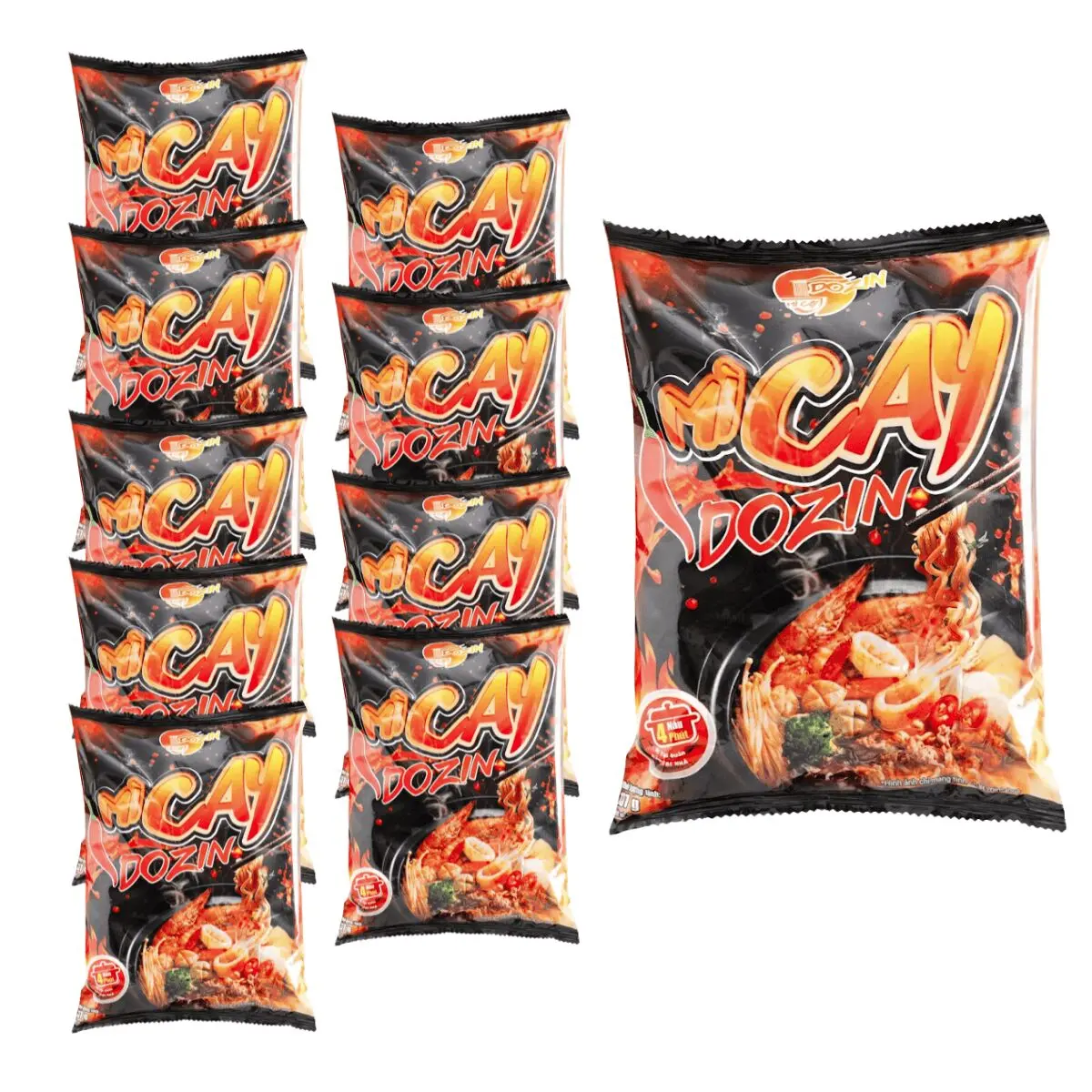 Dozin Korean Spicy Chewy Ambient Instant Asian Noodles, 137g Each, 10-Pack Combo, Pantry Food, Convenient for Quick Meals