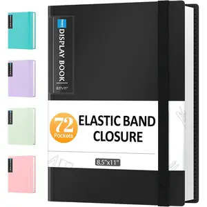 72 Pocket Binder with Plastic Sleeves & Elastic Band, Large Capacity 8.5x11 Presentation Book Display 144 Pages, Art Portfolio Document Folder with Clear Sheet Protectors for Office School