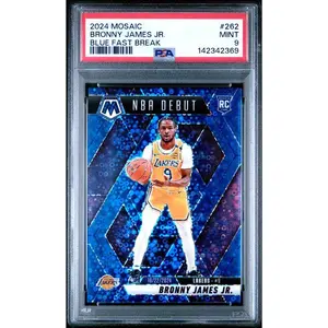 2024-25 Panini Mosaic #262 Bronny James Jr. NBA Debut Blue Fast Break PSA 9 MINT /85