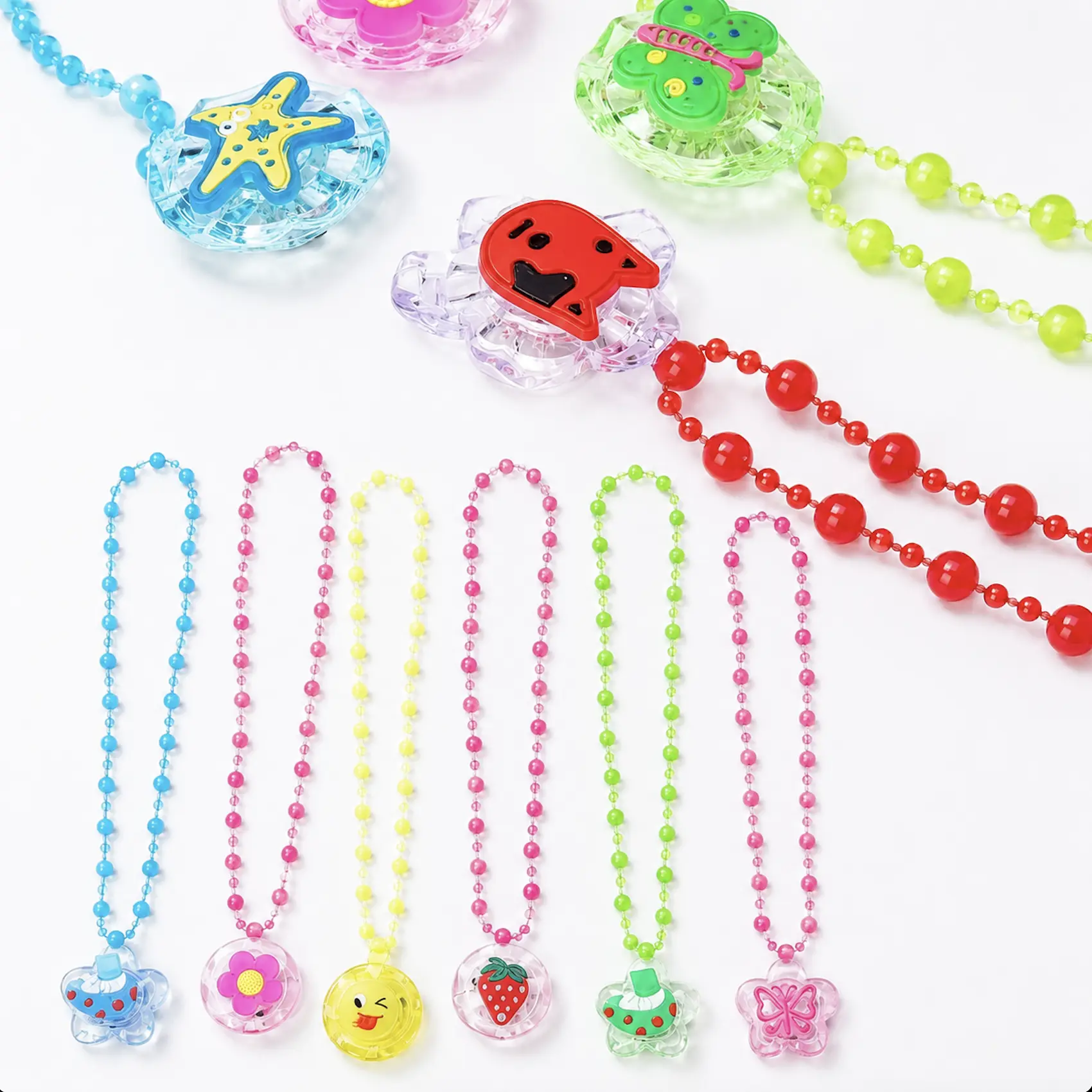 12 PCS Crystal Light Up Necklaces LED Sparkle Plastic Necklace and Shining Pendants for Birthday Celebration Party