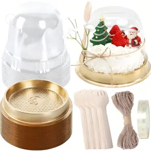 50PCS Small Charcuterie Boxes with Clear Lids,Clear Plastic Mini Charcuterie Boxes To Go, Disposable Food Container with Lid, Dessert Boxes for Sandwich, Cookie, Sushi, Cake Slice, and Strawberries Christmas Decorative Gift Box