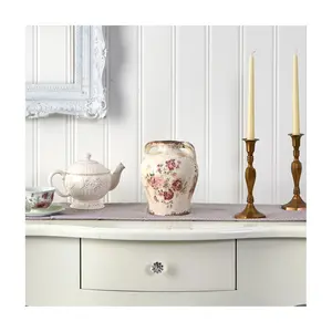 Nearly Natural 8" Tuscan Ceramic Floral Print Vase