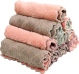 Kitchen Cloth, Microfiber Dish Towels Washcloths, Super Absorbent Coral Velvet Dishtowels, Premium Cleaning Cloths,Non-Stick Oil Quick Dry Dish Towels, Soft Tea Towel, Table Cleaning Cloths