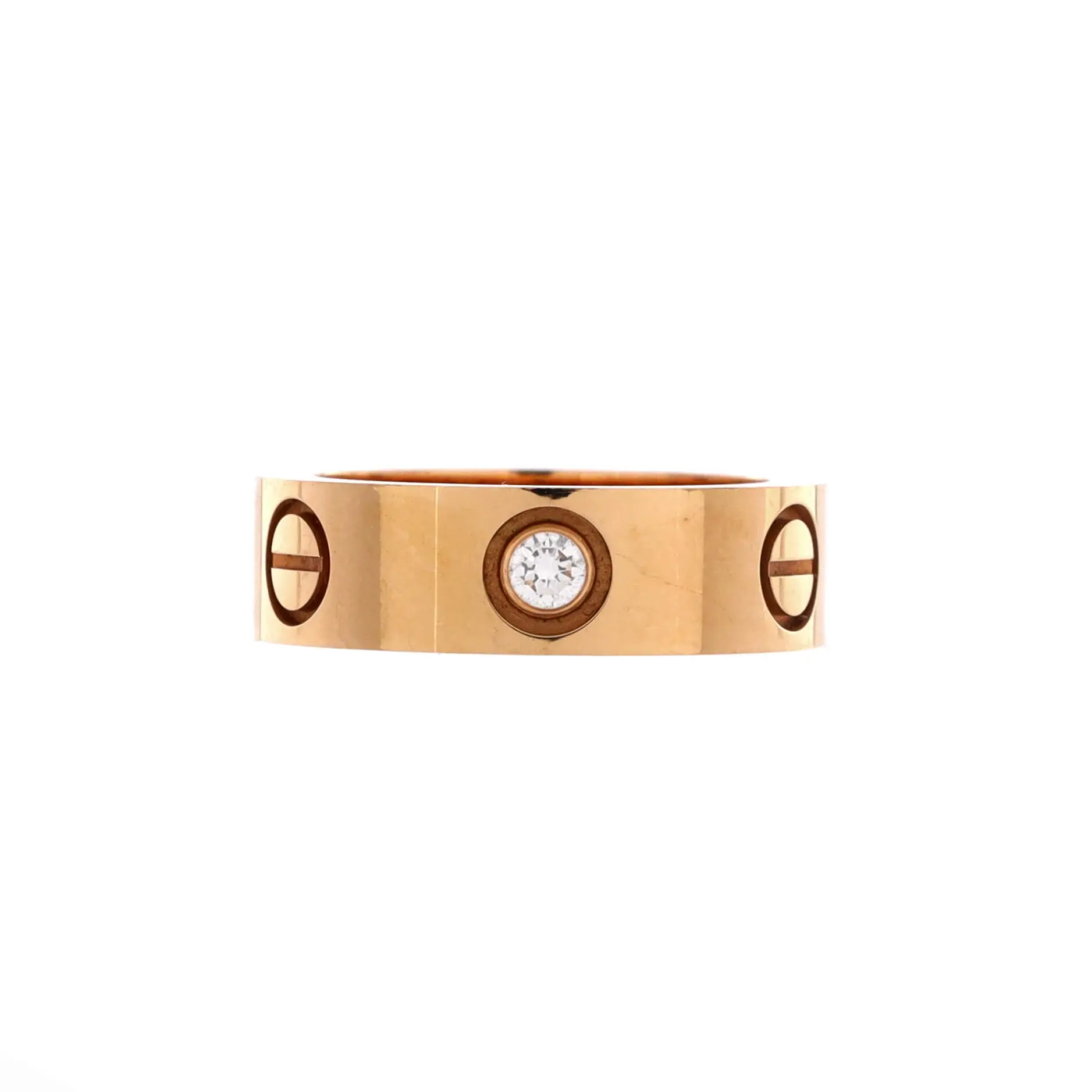 Pre-owned Cartier Love 3 Diamonds Band Ring 18K Rose Gold with Diamonds by Rebag