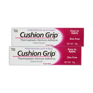 Cushion Grip Thermoplastic Denture Adhesive, 0.35 oz Travel Size | Refits and Tightens Loose Dentures On The Go | Non-Glue Adhesive, Acts Like a Soft Reliner pack of 2