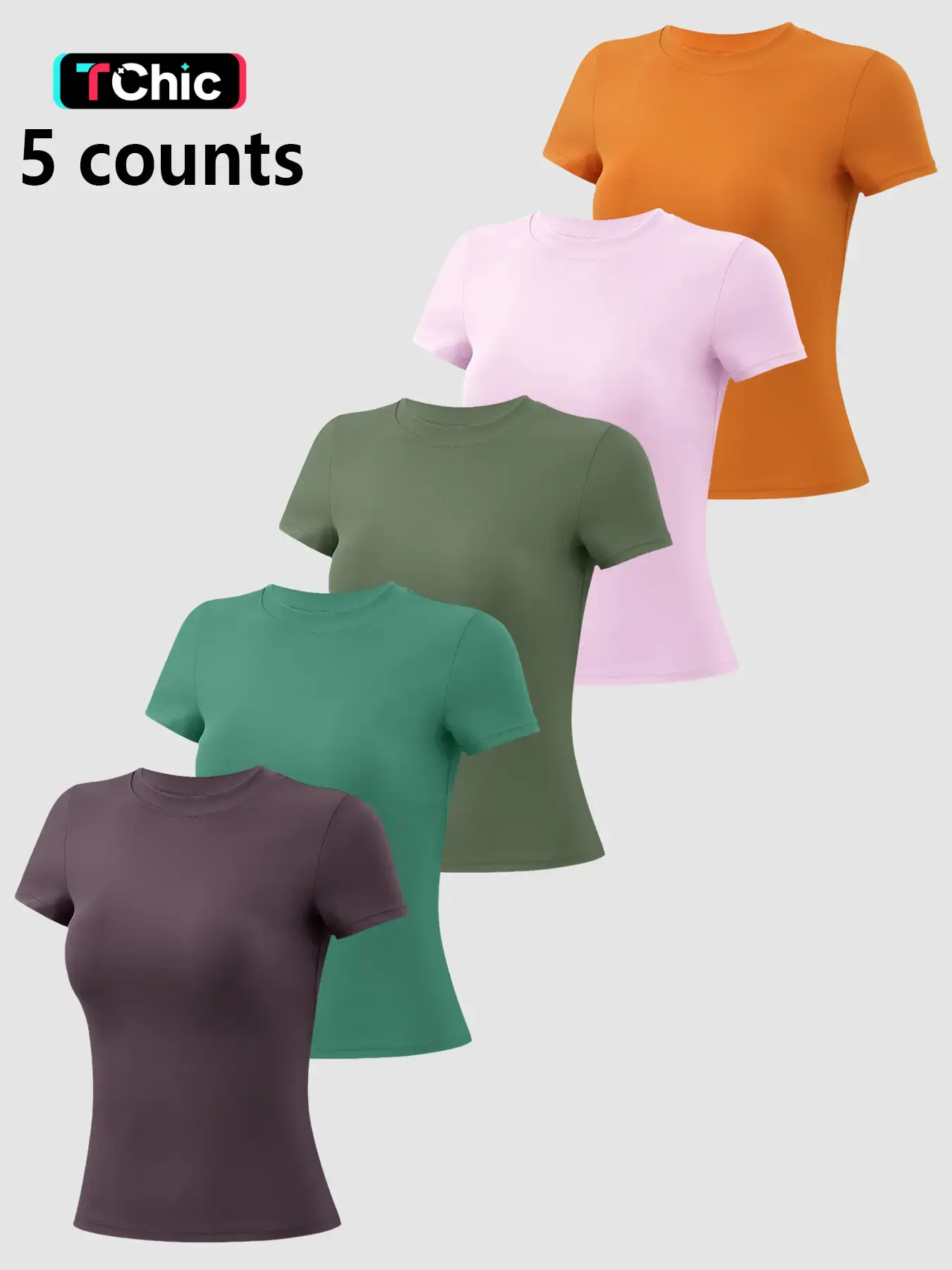 Women's Seamless High-Elastic Comfort Round Neck Flat Shoulder Short Sleeve Yoga Wear, Activewear, Fitness Apparel, Athletic Fitness Clothes, 1-3 Piece T-Shirt for All Seasons Outdoor Running Cycling Hiking Walking Home Gym Training