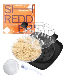 Chicken Shredder Tool for Kitchen Manual Meat Shredder with Twist Design Clear Lid Non-Slip Base BPA-Free Easy to Clean Black