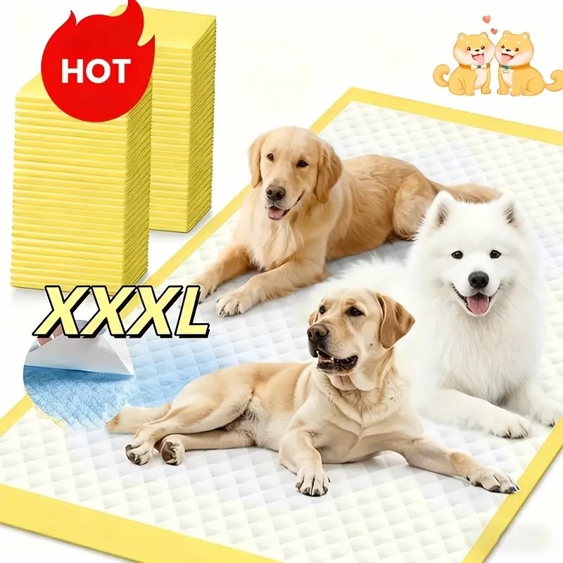 XXXL Six-Layer Thickened Disposable Pet Pads, 100pcs, Super Absorbent Large Pet Pads, Leak-Proof And Tear-Resistant, Reduce Odors, Suitable for Taking Pets Outdoors, Bedrooms, And Various Large Dog Beds, Pet Supplies, Pet Feeding Pads