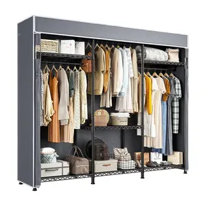 Heavy Duty Clothes Rack with Cover Loads 795 LBS Clothing Portable Wire Garment Rack 56" W* 16" D*75.5" H Organiser Hangable
