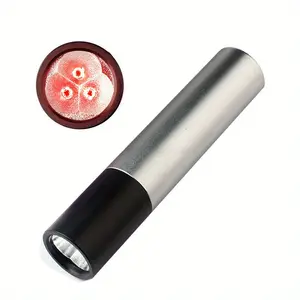 3-LED Rechargeable Flashlight 630nm 660nm 850nm for Knee Shoulder & Facial Skin Spots Red Light Therapy Wand for Pain Relief & Daily Wellness Compact Design