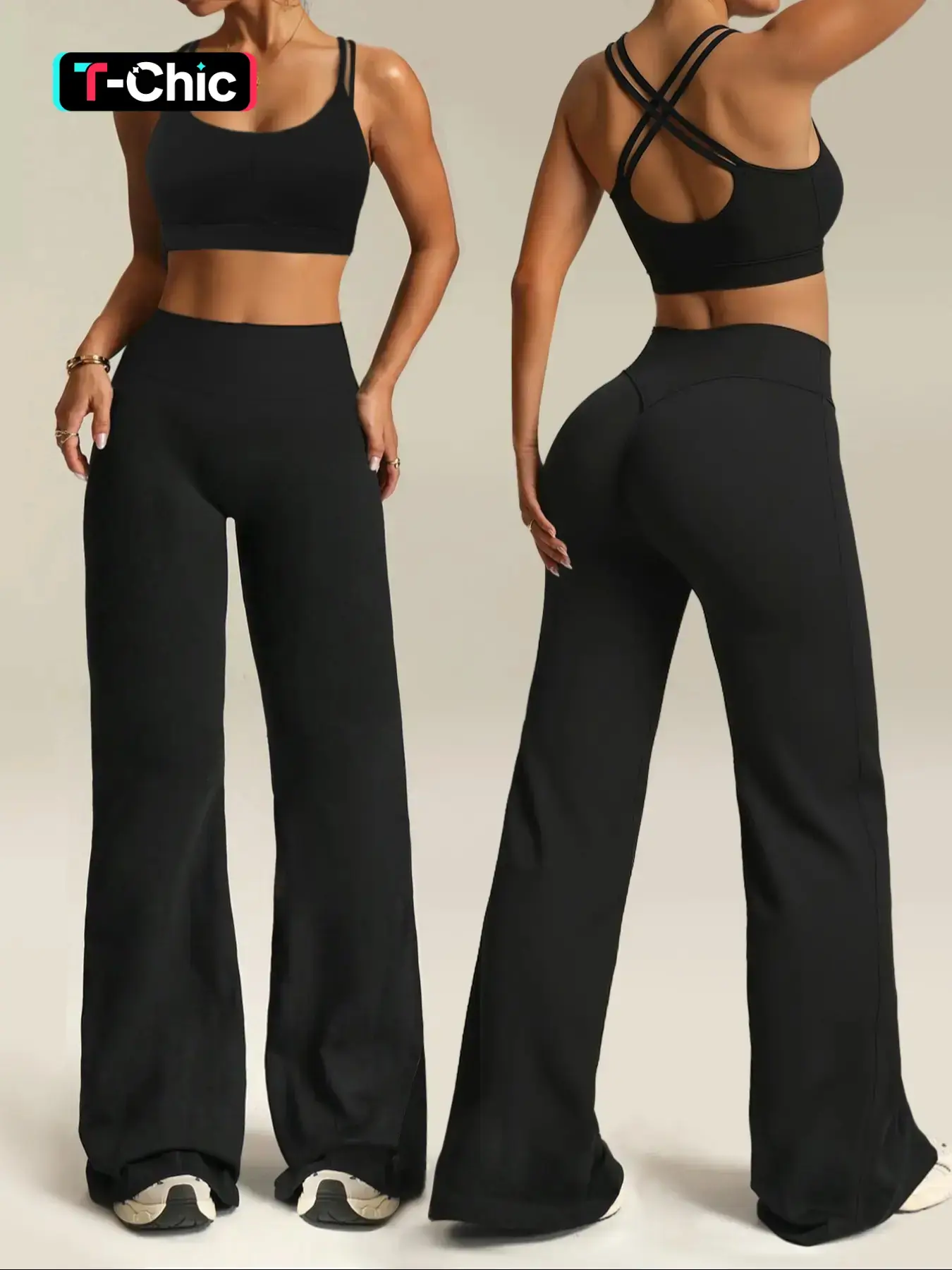 Women's Fashion Comfortable Athleisure Sportswear Set, Athleisure Workout Set, Activewear Fitness Outfit, Sleeveless Tank Top & Straight-Leg Pants Two-Piece Set for Running, Yoga and Outdoor Activities Yoga Outfit Set, Activewear Clothing