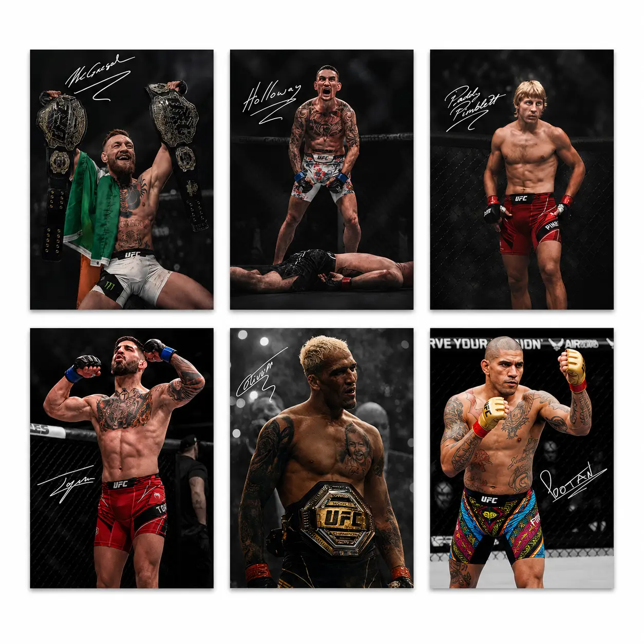 9 Designs UFC & Combat Sports Fighter Canvas Wall Art, Conor McGregor, Max Holloway, Paddy Pimblett, Ilia Topuria, Charles Oliveira, Alex Pereira, Benoit Saint-Denis, Islam Makhachev & Mike Tyson Posters for Bedroom, Living Room, Game Room, Dorm, Office,,