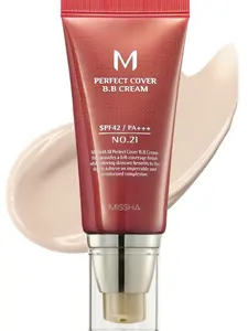 MISSHA M Perfect Cover BB Cream No.21 Light Beige – SPF 42 PA+++ Brightening & Hydrating Korean Foundation Flawless Lightweight