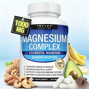 7 Forms Elemental Magnesium Complex 1000mg Supplement – Glycinate, Citrate, Malate, Taurate, Oxide, Aspartate, Orotate Gluten Free Non-GMO 90