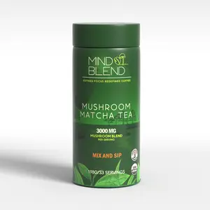 Mind Blend Mushroom Matcha Tea, 33 Servings, Lion's Mane, Cordyceps, USDA Organic, Gluten Free, Vegan | Made in the USA | Adaptogens Supporting Natural Energy, Gut Health, Mental Focus | Coffee Alternative