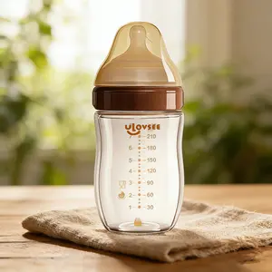 Anti-Colic Glass Baby Bottle for Newborn & Infant, Soft Natural Nipple Like Breastfeeding, 4 Flow Levels, BPA-Free