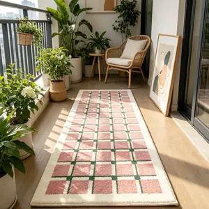 Modern Plaid Rug, Soft Comfortable Mat, Hand Wash Only, Ideal for Living Room, Bedroom, Bathroom, Kitchen, Hallway Decor