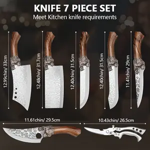Professional kitchen chef , handmade stainless steel knives, practical knives bone , cutting , fish, butcher , cheese ， pizza  small pocket kitchen knives, bone knives, duck and fish shears, suitable for
