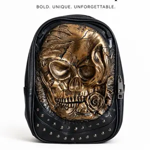 Gothic 3D Gold Skull Rose Multifunctional Backpack - Lightweight, Waterproof, Unisex Gothic Designer Travel Bag, Ideal for Adults Gifts SKU:3289