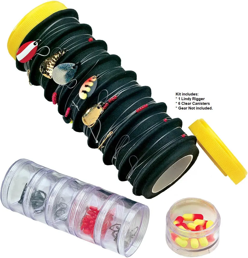Tangle-Free Leader and Snell Organizer, High-Density Foam Rigger with 6 Waterproof Storage Canisters, Floating Fishing Tackle Holder, Any Length, Convenient, Floats, Keeps Snells Neat, Leader Organizer, Lindy Rigger X-Treme Leader/Terminal Tackle Organize