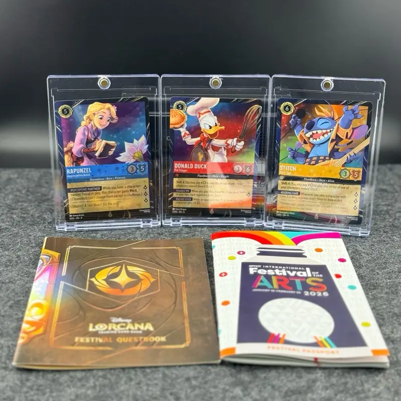 Disney Lorcana 2026 Festival of The Arts Rapunzel Stitch Donald Cards EPCOT Set with Festival Questbook & Passport