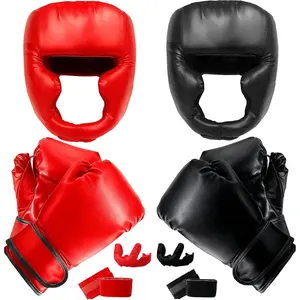 14 Pcs Boxing Set Boxing Equipment Set for Beginners Including 2 Pair of 6 oz Boxing Gloves Headgear Helmet Hand Wraps Mouth Guards Gifts for Kids Beginners Training Equipment