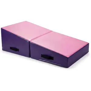 Incline Gymnastics Mat, 47.2"X23.6"X13.8" Cheese Mat Gymnastics, Foldable Non-Slip Cheese Mat for Tumbling, Walkovers & Backbends, with High-Density Foam & Waterproof Cover, for Gymnastics & Home Use, Pink