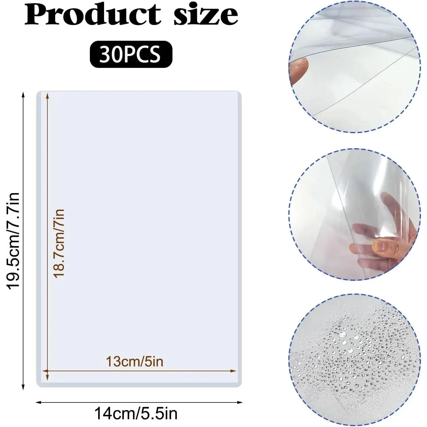 30 Pack 5" x 7" Rigid Print Protectors, Clear Waterproof Hard Plastic Page Sheet Protectors, B6 Paper Sleeves Photo Plastic Sleeves Hard Plastic Document Holder Birth Certificate Protector