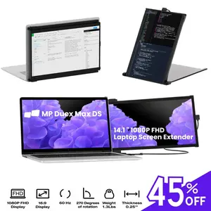 Mobile Pixels Duex Max DS 14.1'' FHD 1080p Laptop Screen Extender, 1.8lbs Ultra-Slim Portable Monitor for 14"-17.3" Laptop, Plug & Play Travel Dual Screen Compatible with mac/Windows/Apple/Android/Switch