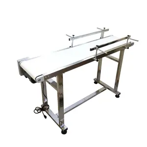 Yokoma PVC Flat Conveyor Belt Systems with Double Guardrail 12inch Wide 53inch Length Variable Speed Conveyor for Industrial Drive 110V 60W