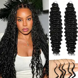 Miracle Knots Feather Crochet Hair, Synthetic Deep Curly Crochet Hair Pre-Separated 85g/Pack (50 Strands Per Pack) Deep Wave Hair Extensions– Knotless Boho Braids, 4-5 Packs for Full Head, Textures Protective Hairstyles For Black Women